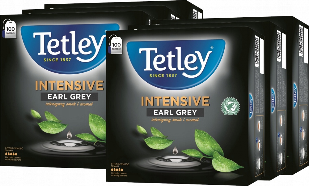 Tetley herbata czarna Intensive Earl Grey 100 Torebek x6
