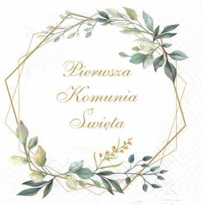 

Serwetki Komunia gałązka eukaliptusa napis