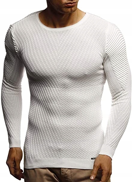 Leif Nelson Pánský tenký svetr z úpletu Ecru