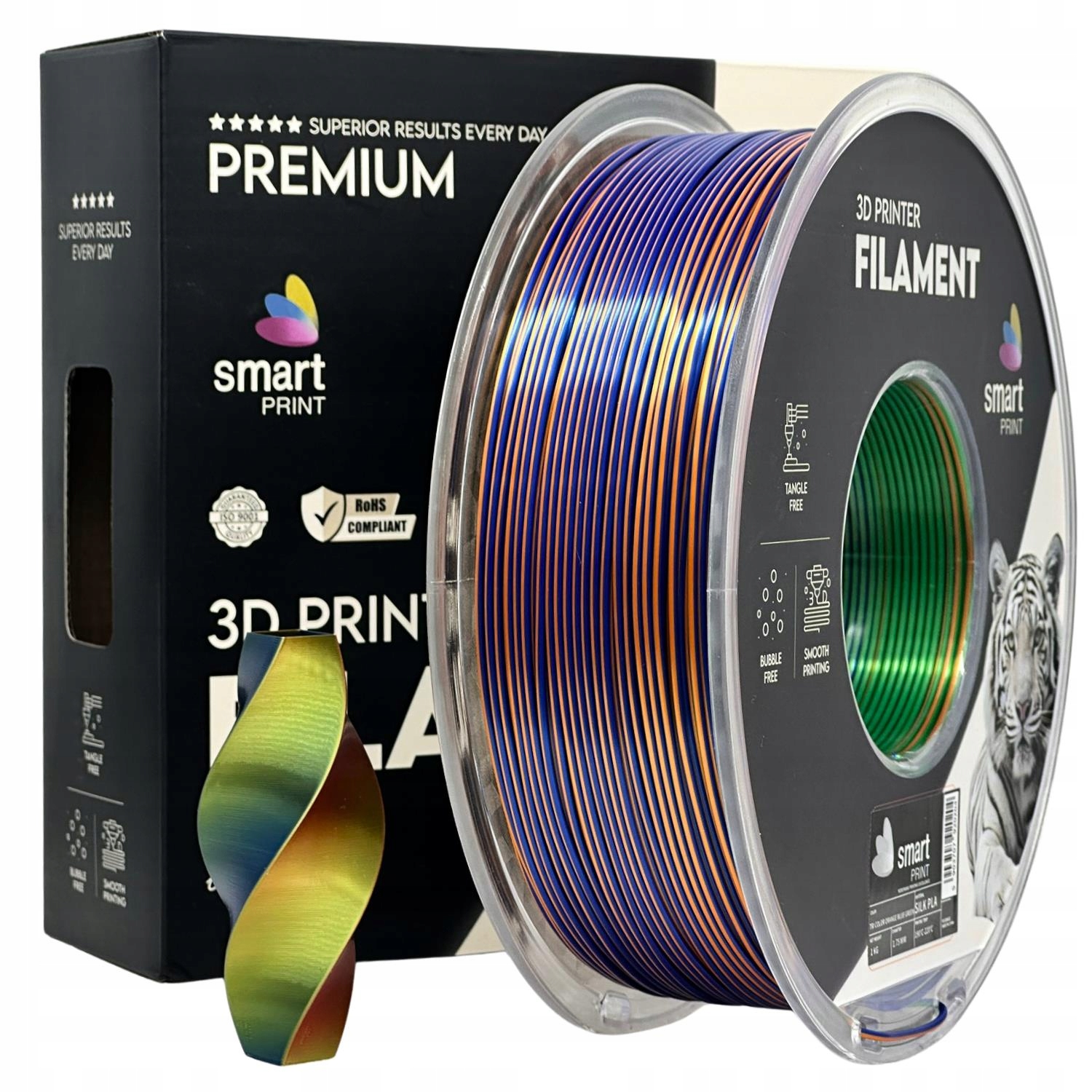 2 x Silk Pla Tri Color orange blue green Smart Print
