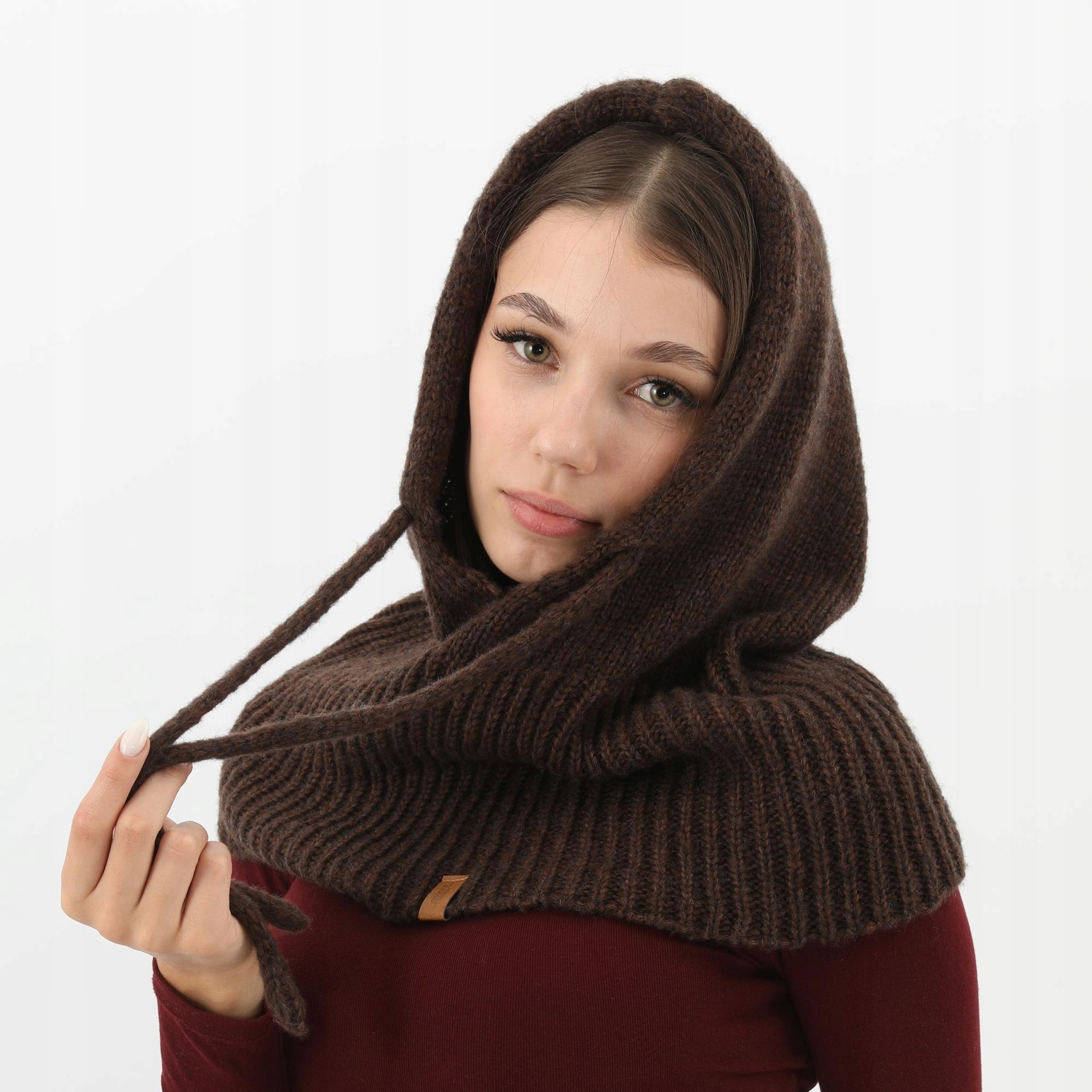 Hnědá čokoládová balaklava Relaks z merino vlny vel. One Size