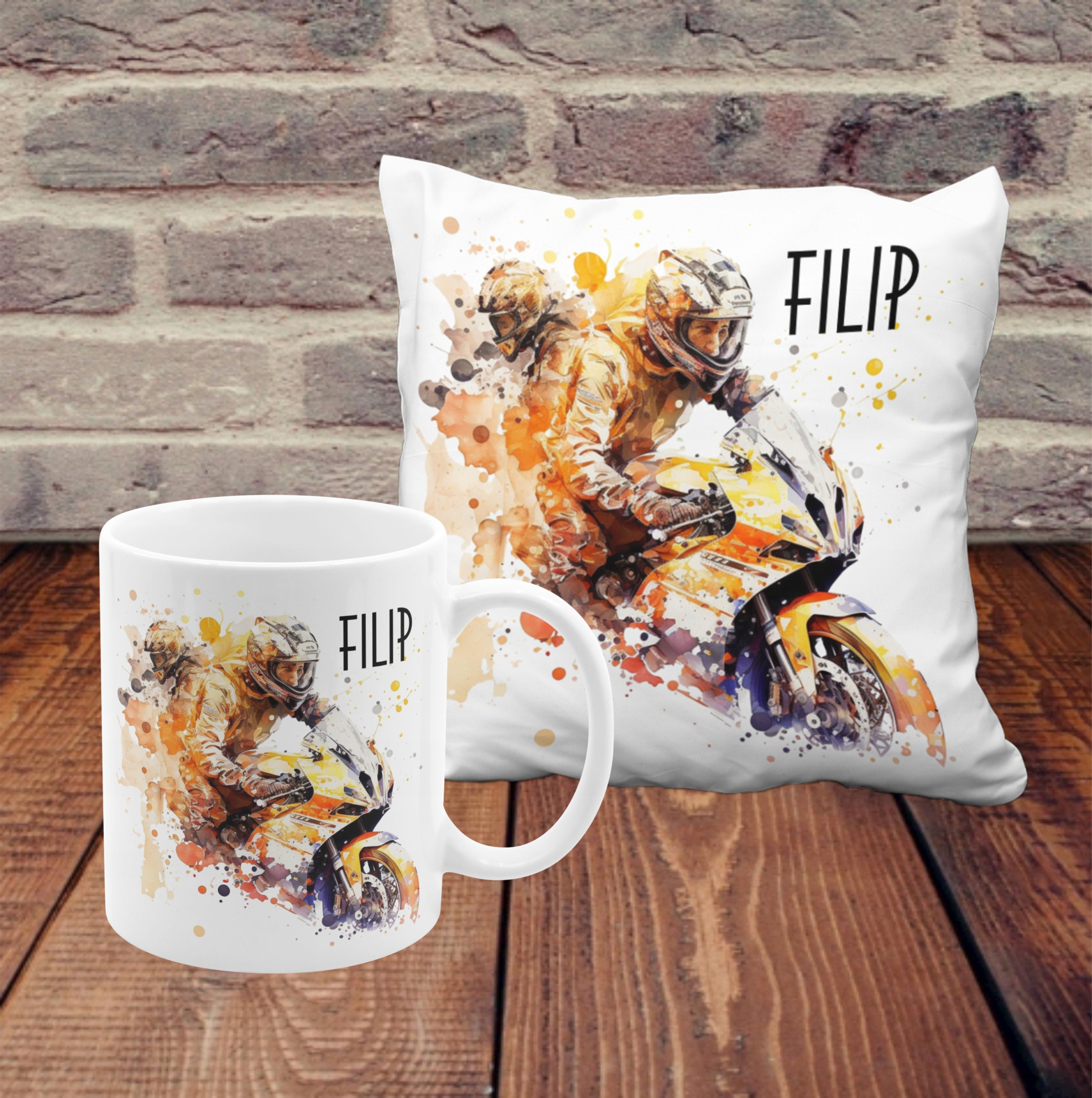 ZESTAW MOTORBIKE WYŚCIGI KUBEK PODUSZKA Z IMIENIEM EAN (GTIN) 6096235860834