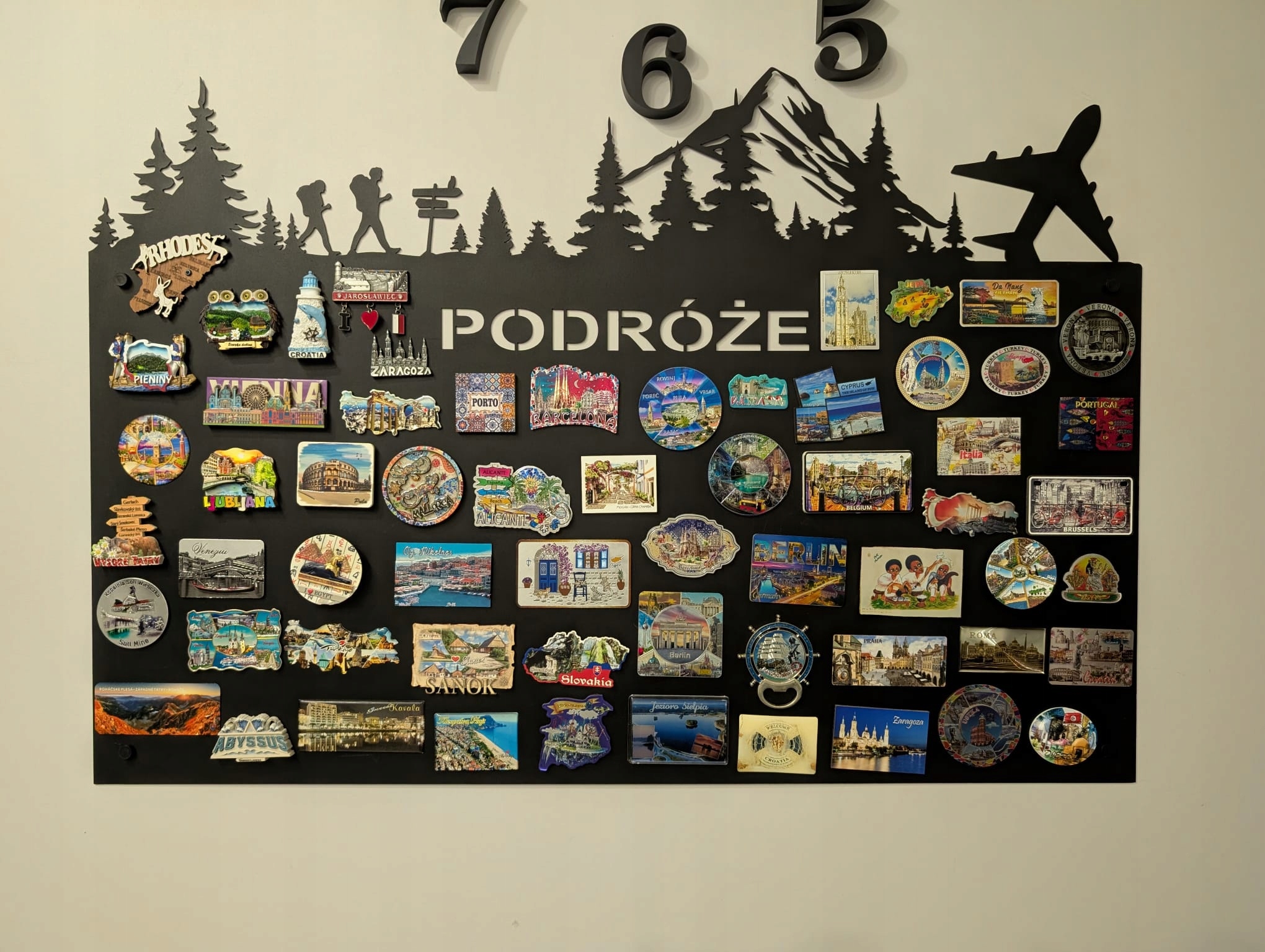 Na magnety Tabuľa kovová plechová Cestovanie pútnikov stromu hory 100x68 cm
