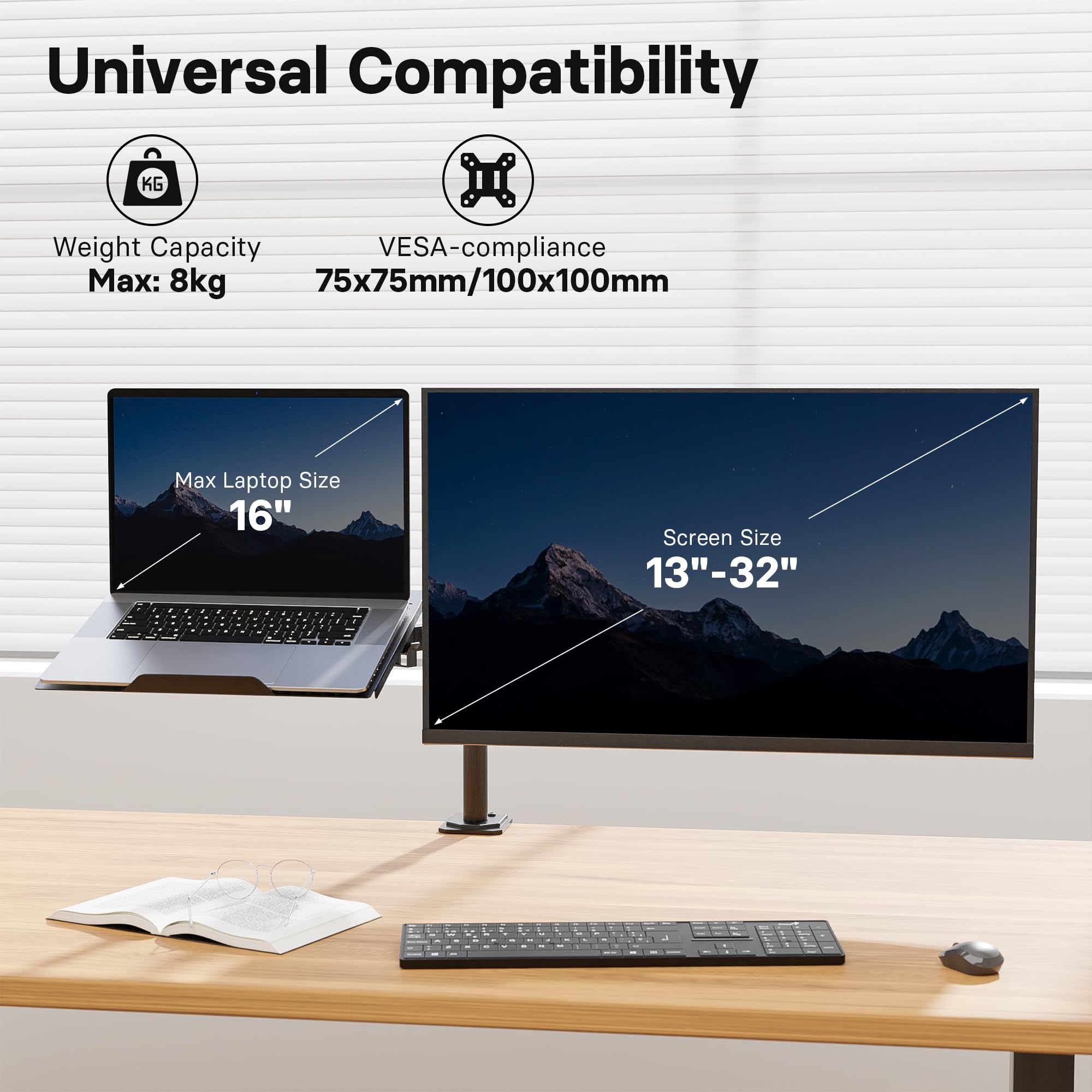 REDBAT UCHWYT NA MONITOR Z PÓŁKĄ NA LAPTOPA DLA 13-32 CALOWYCH EKRANÓW — miniatura 3