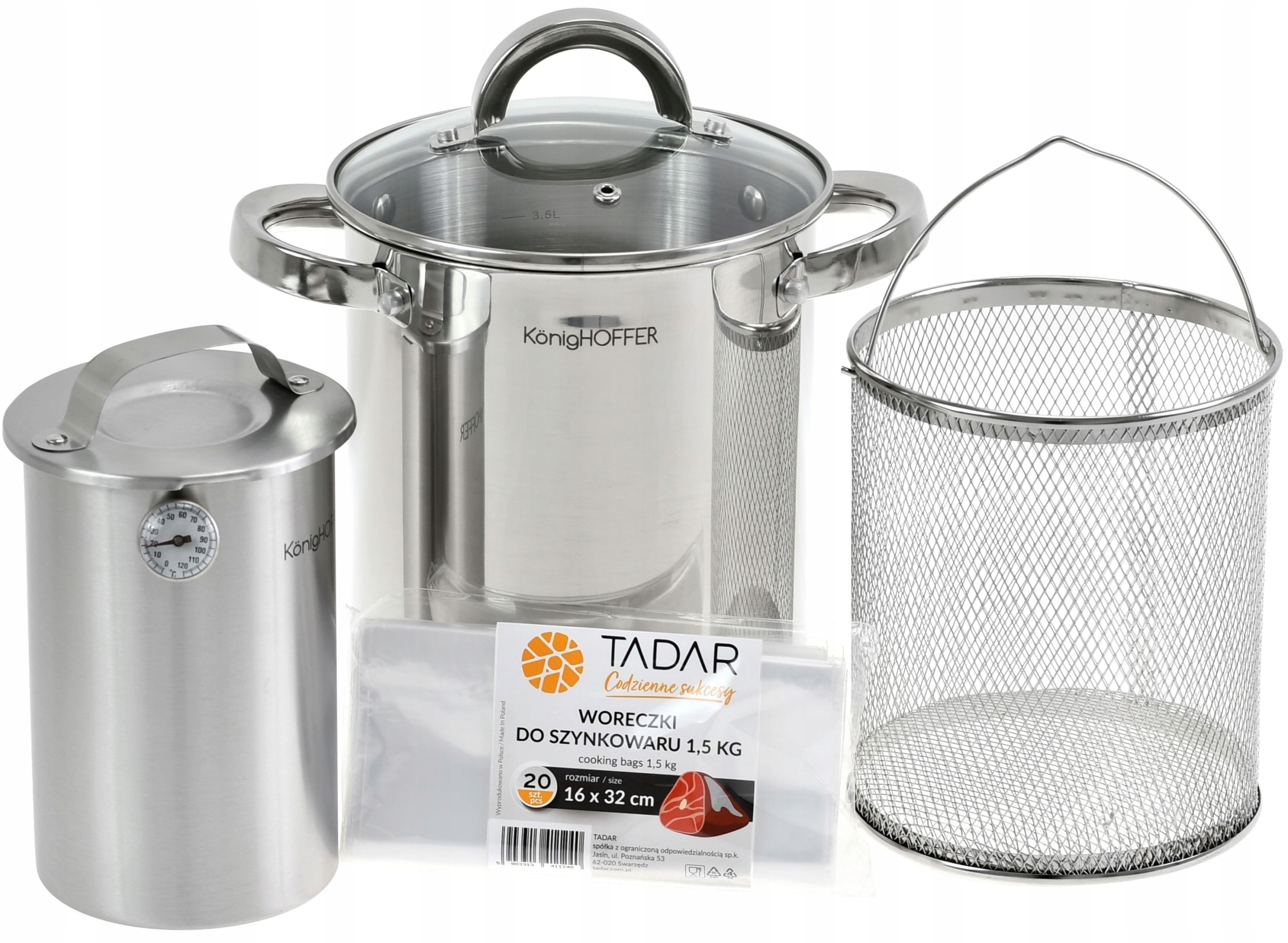 

Zestaw Szynkowar Garnek Sito Termometr Woreczki