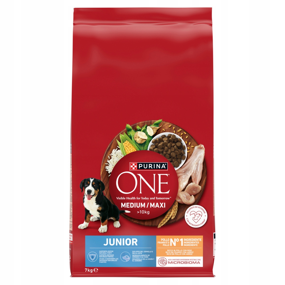 Purina One Junior Medium/Maxi 7kg Suché Krmivo pro štěňata Kuřecí rýže