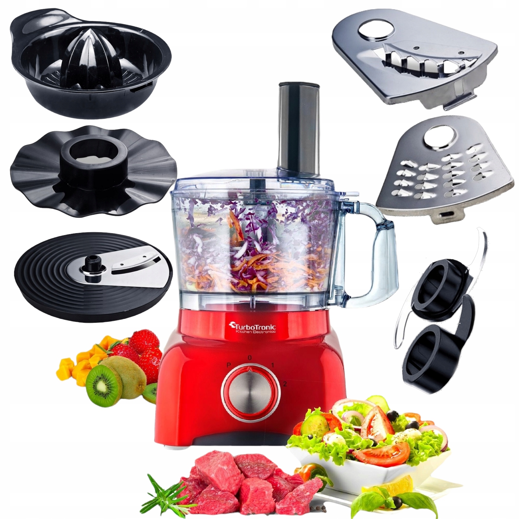 Malakser TurboTronic robot kuchenny mikser tarka 800W 1,2L Czerwony, TurboT