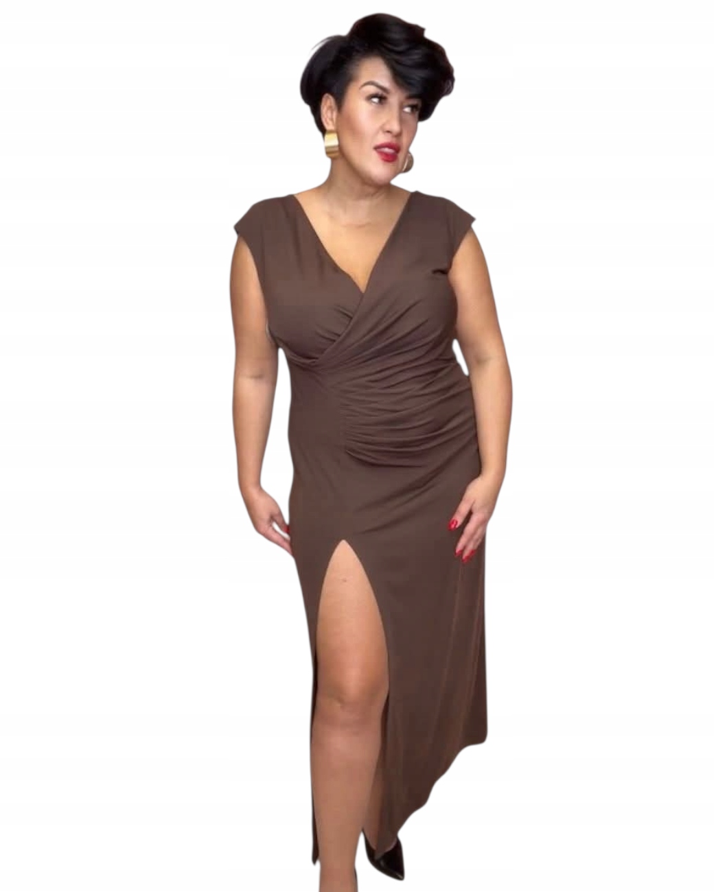 Dlouhá šaty sukně Pretty Women Plus size, velikost 50, čokoláda