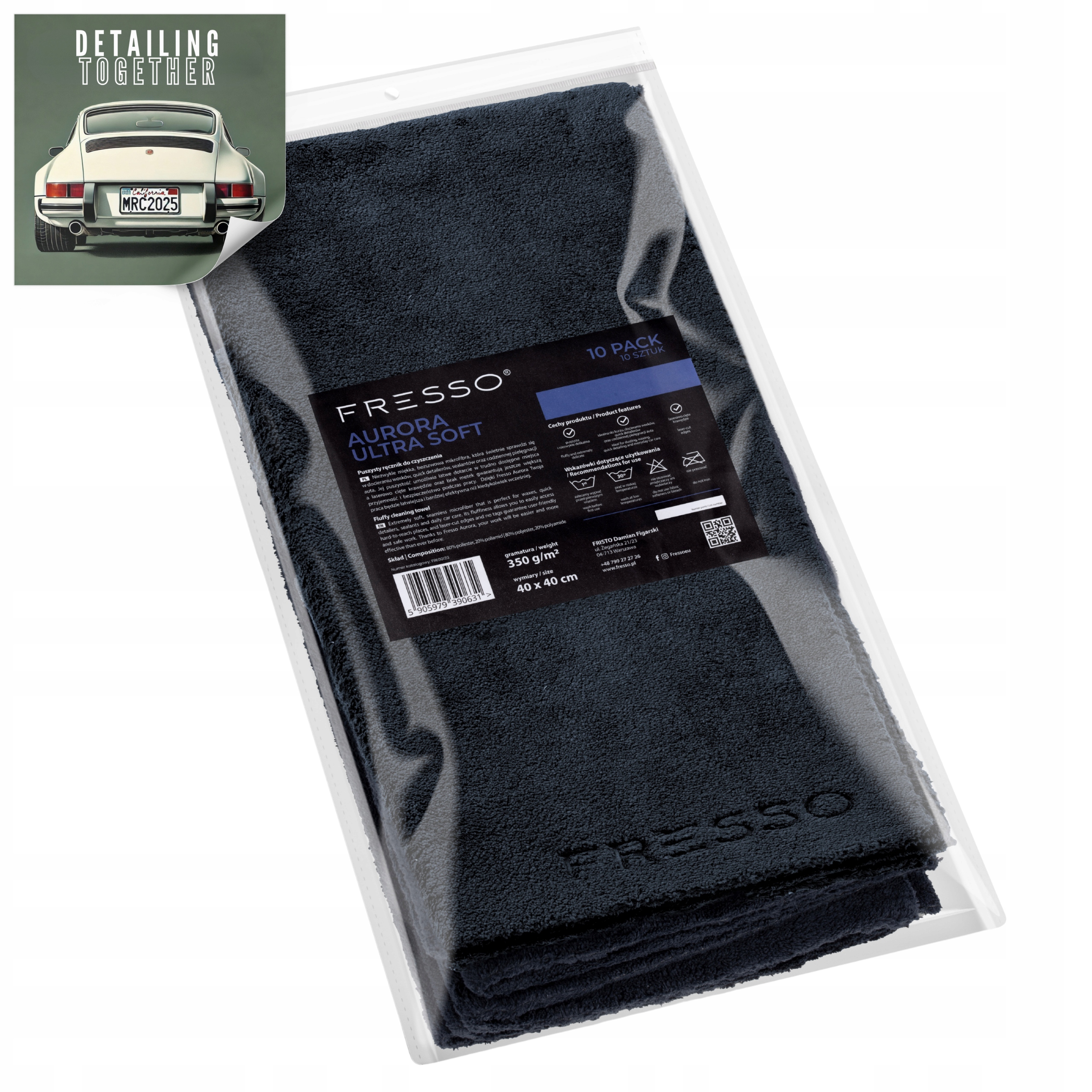 Ręcznik Z Mikrofibry Fresso Aurora Ultra Mikrofibra Do Auta 40x40cm 10-Pack