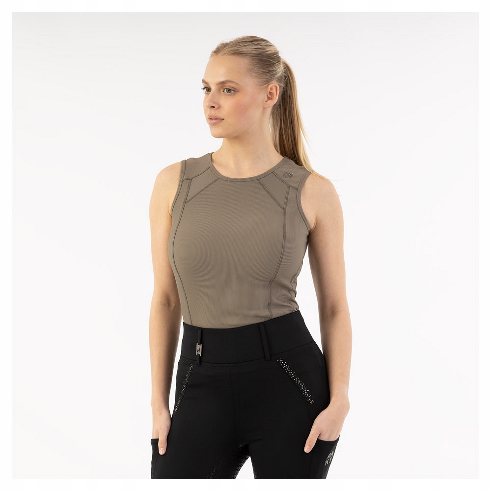 Jezdecké tričko Anky TankTop 26SS bez rukávů, tmavě béžová barva, Xs