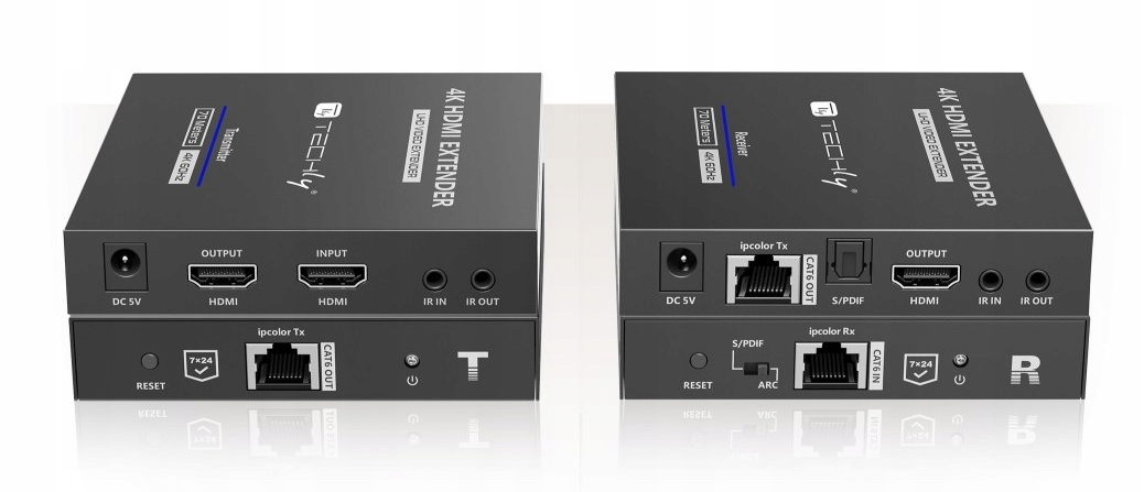 Techly Extender HDMI 4K UHD*60Hz 70 m po Skrętce Cat6/6A/7 Kaskadowy