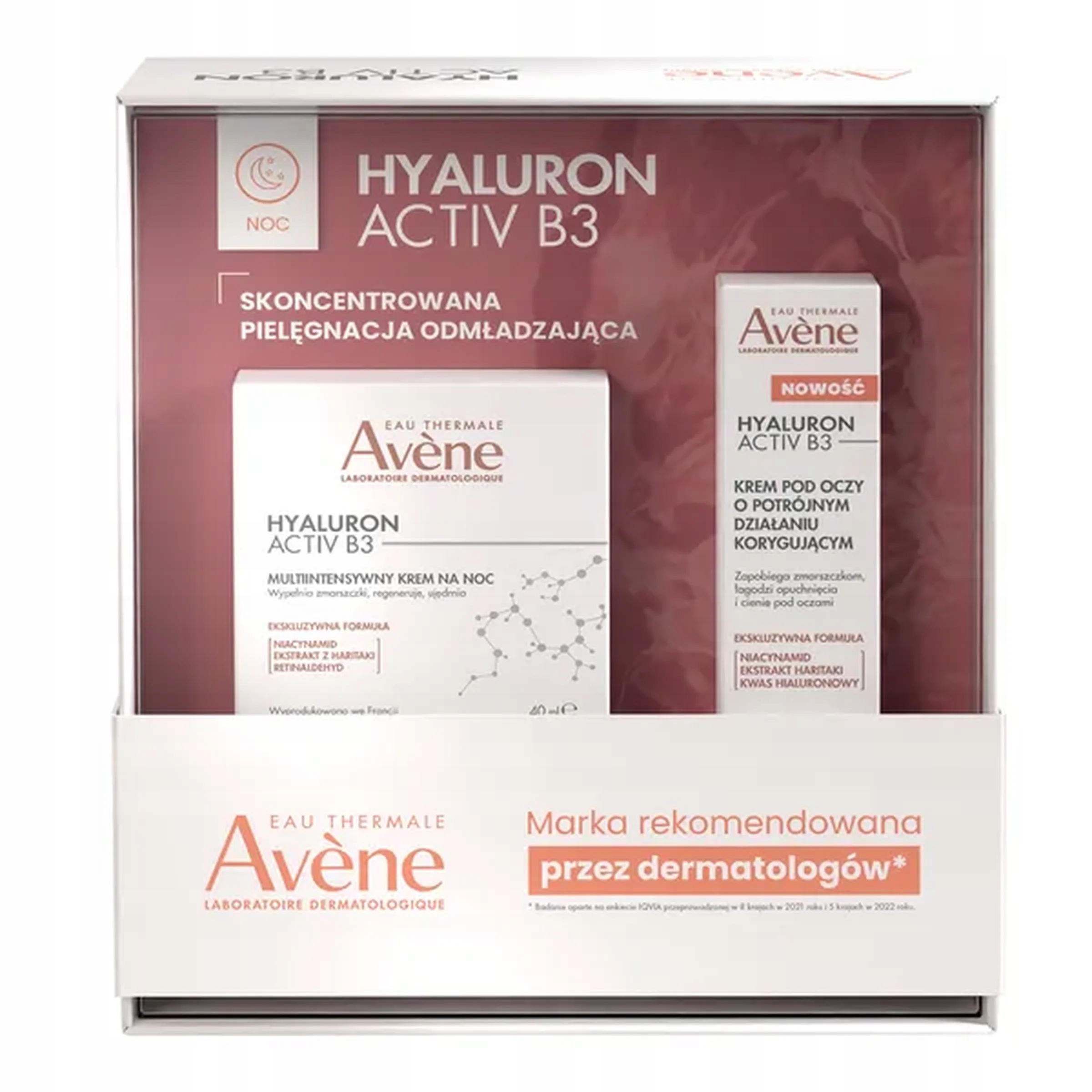 Avene Hyaluron Activ B3 Zestaw Krem na noc 40ml Krem pod oczy 15ml