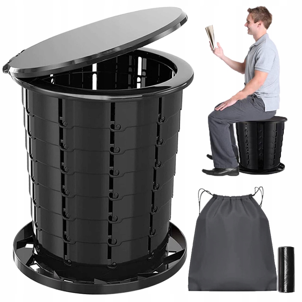 Toaleta Przenośna Składana Turystyczna, Mobilne Wc Kemping 175 kg Worki
