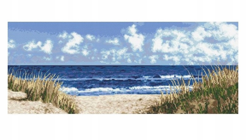 Výšivka křížková sada kanva mulina jehly vzor (10283) pláž 61x25cm