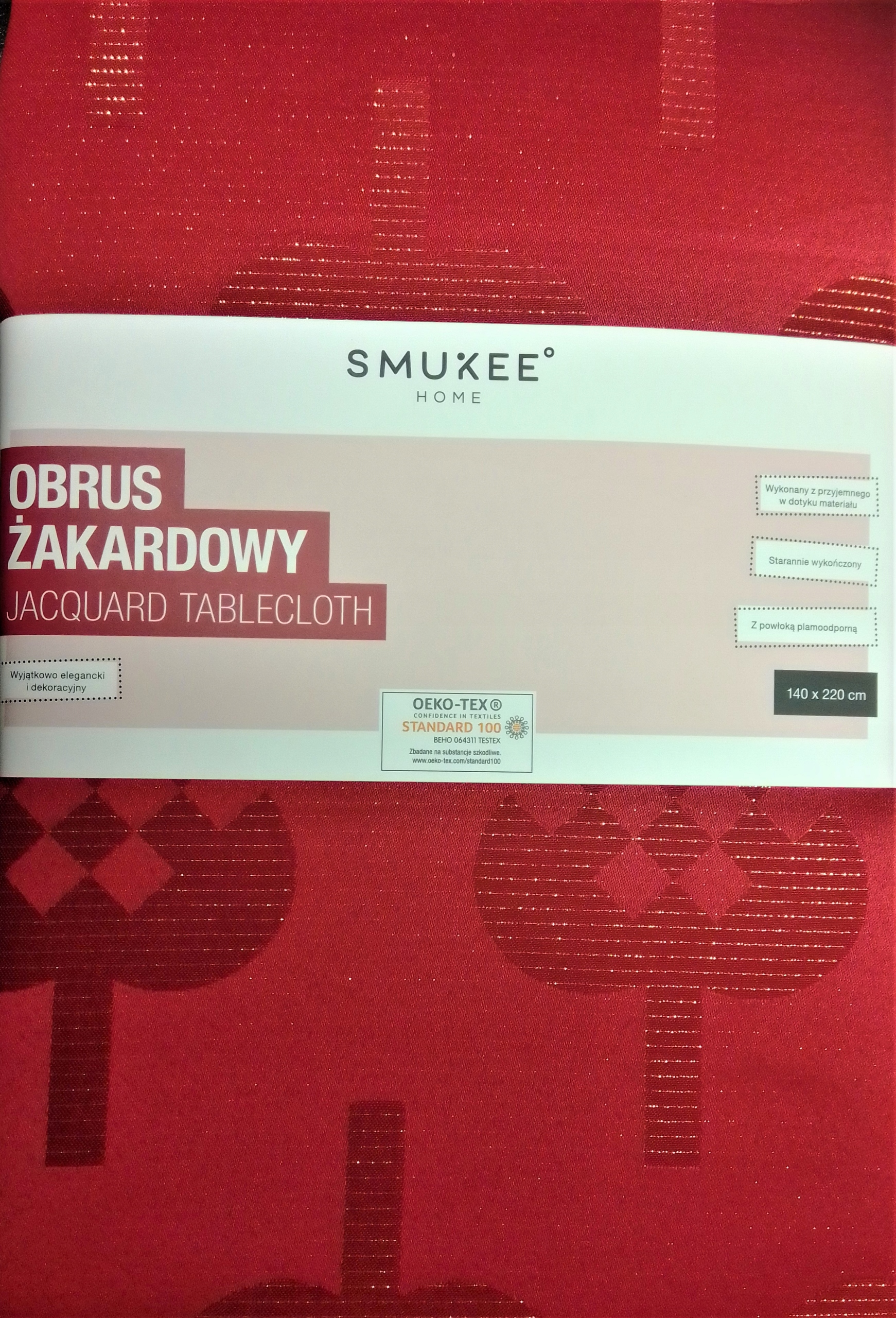 

Obrus plamoodporny Smukee r. 140 x 220 cm czerwony