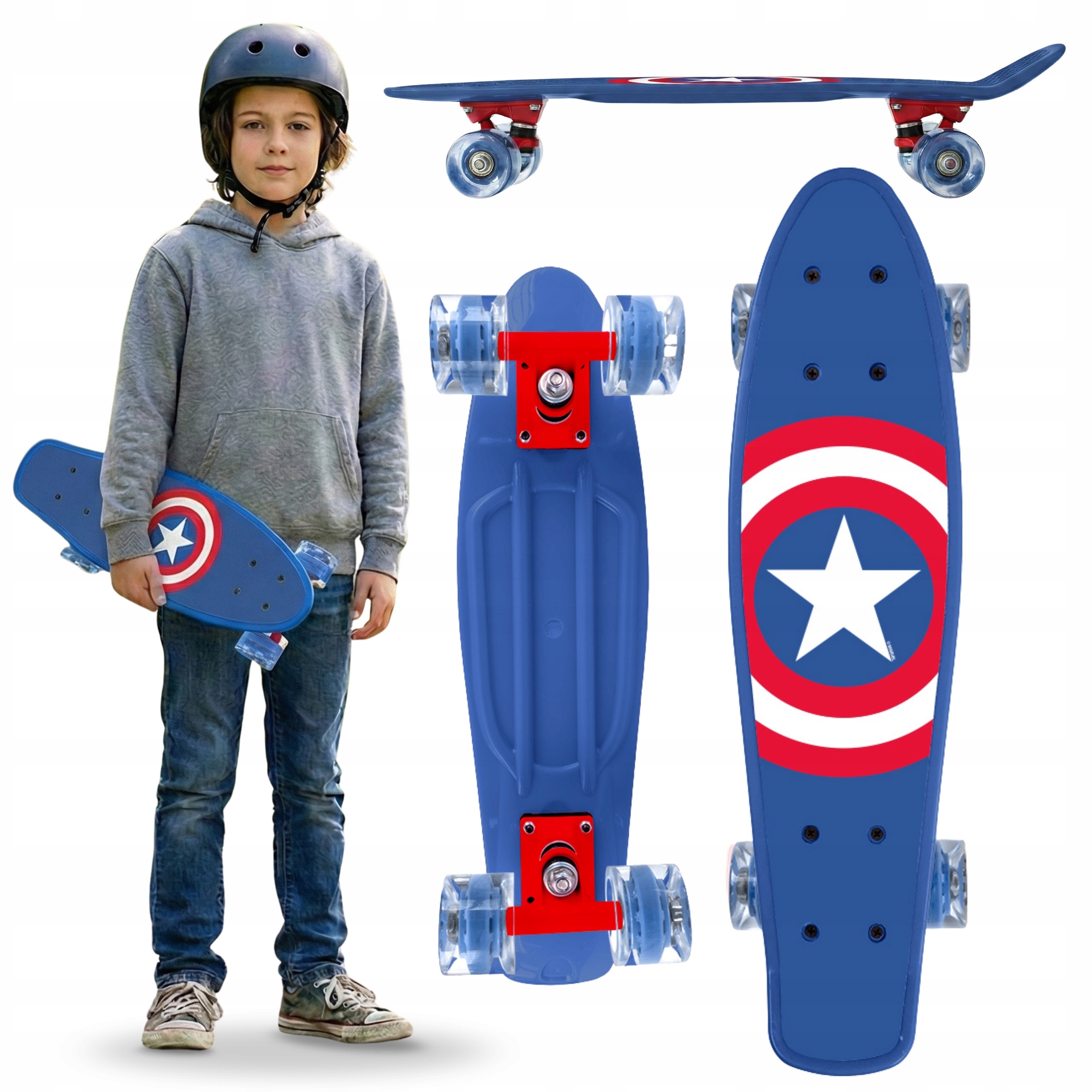 Marvel Avengers Captain America deskorolka Fiszka 55cm deska Stabilna od 50