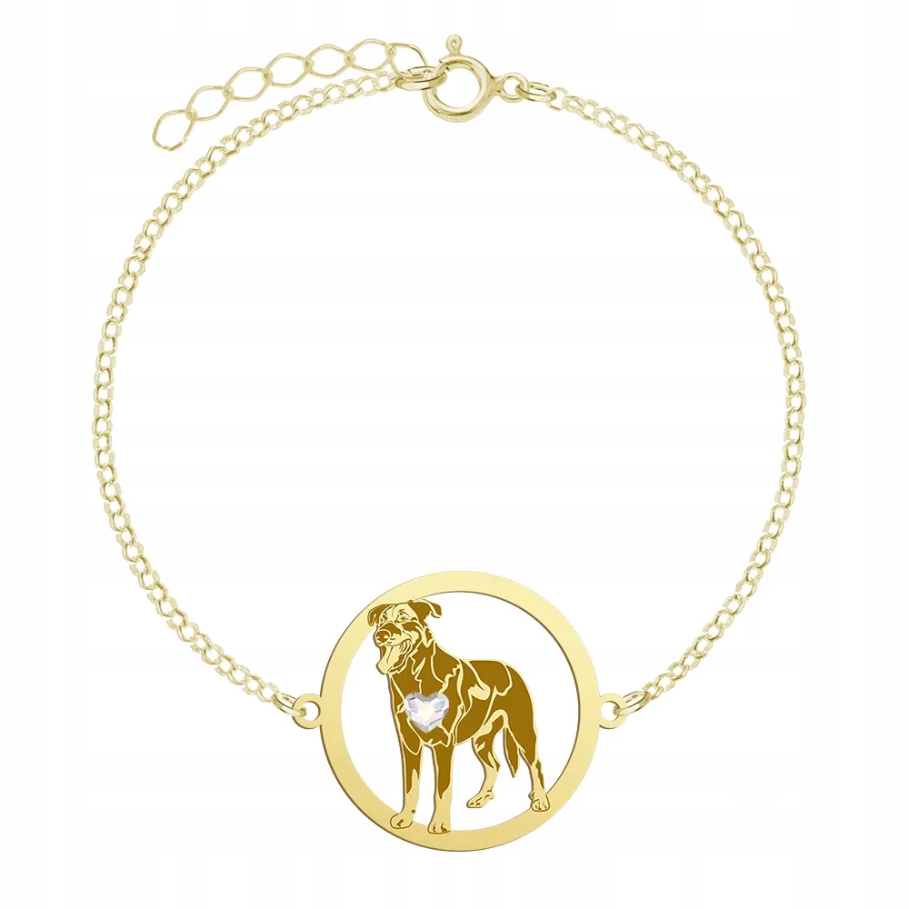 Zlatý náramek z francouzského ovčáka Beauceron 925 Řetízek Gravírování