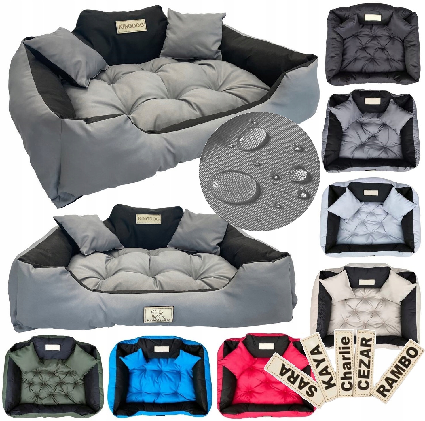 Levně pelíšek pro psa kotec Kingdog 100x75 cm personalizované voděodolné tmavé