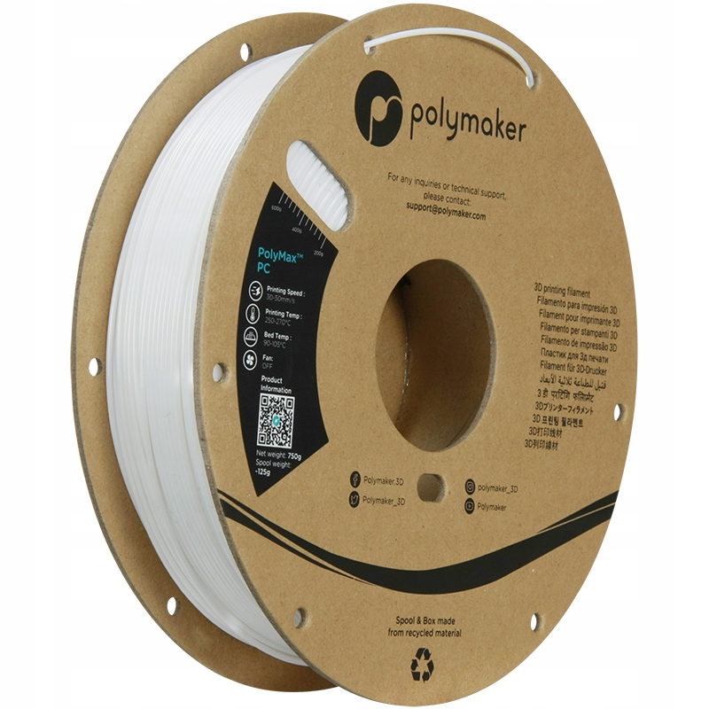 Polymaker PolyMax Pc White 1.75mm 0.75kg