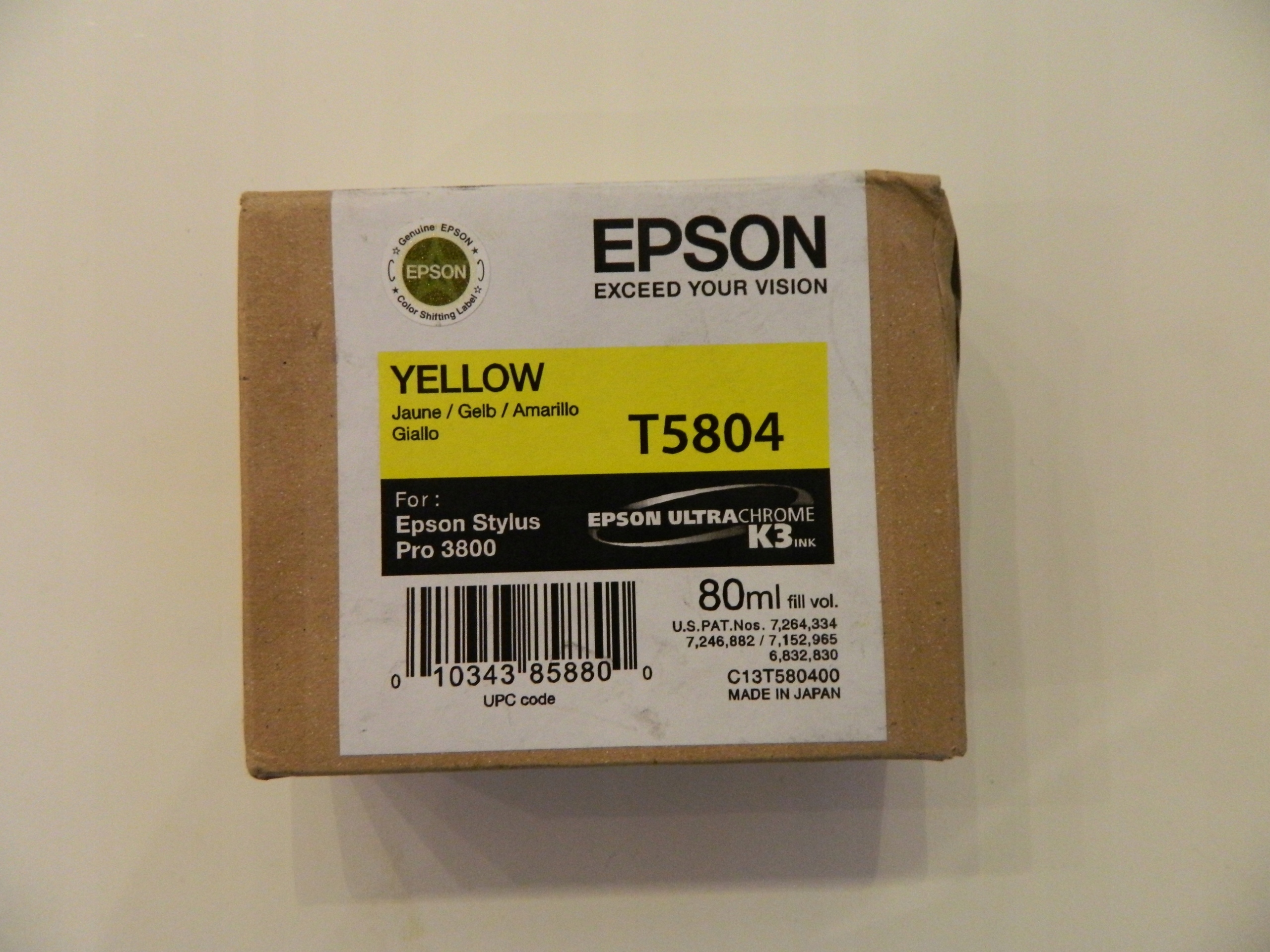 Originálny Atrament Epson T5804 Yellow 3800