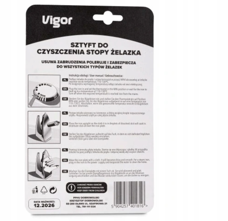 SZTYFT DO CZYSZCZENIA ŻELAZEK VIGOR SKUTECZNY Kod producenta VIGOR-SZTYFT