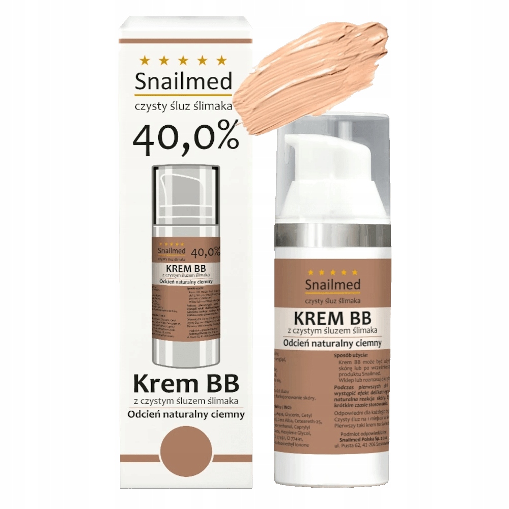 Snailmed Krem Bb odżywczy. Odcień naturalny ciemny ze śluzem ślimaka, 30 ml
