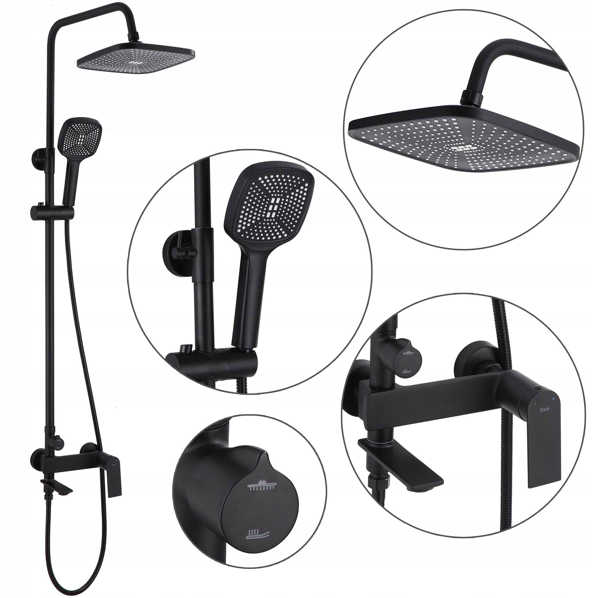 Nástenná sprchová súprava čierna Rea Storm Sprchový výtok