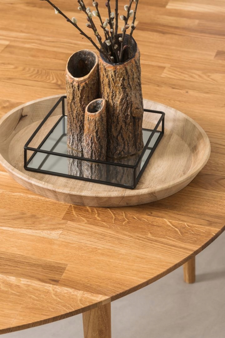 STÓŁ DĘBOWY OKRĄGŁY ROZKŁADANY ŚR 93 cm, LITY DĄB! Materiał drewno