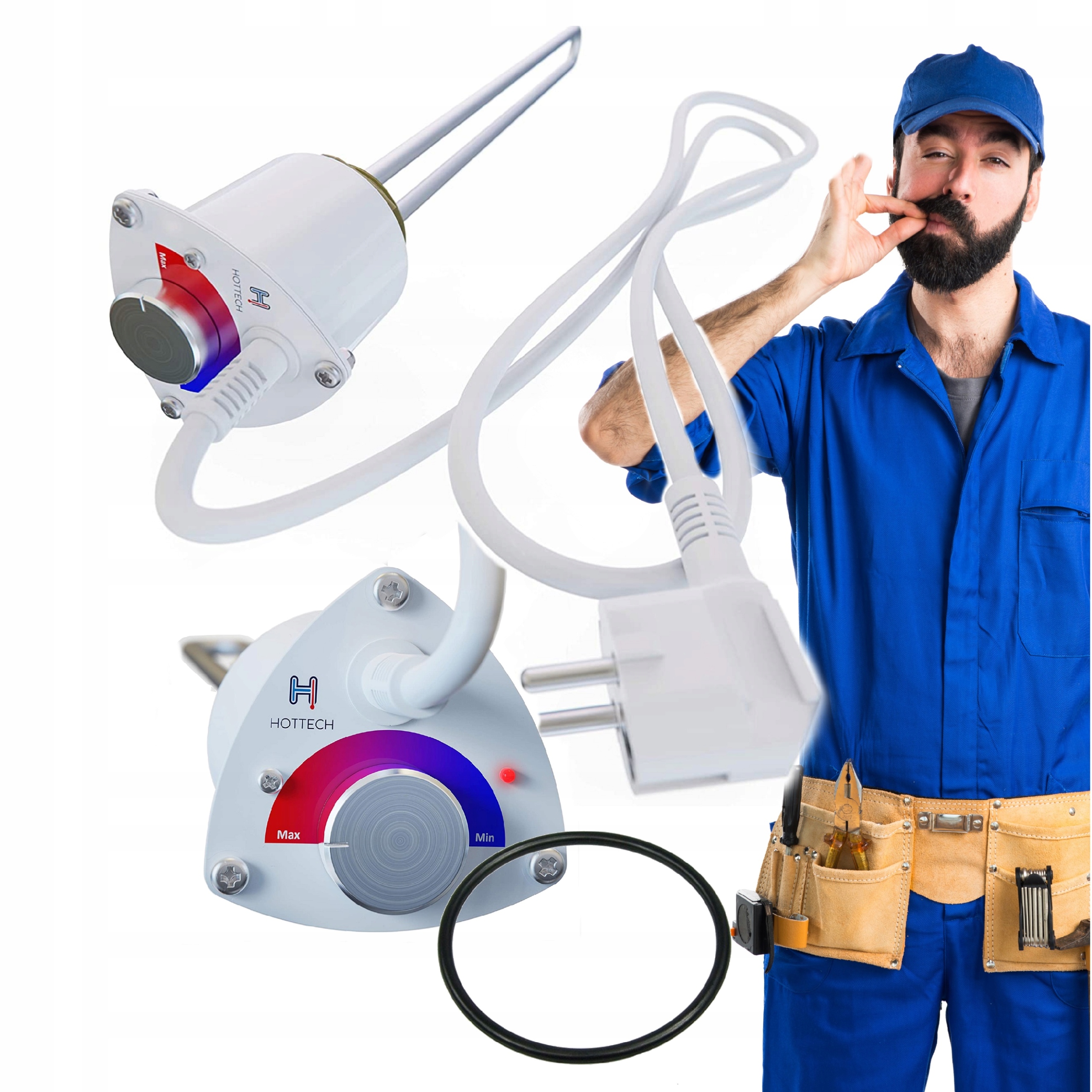 GRZAŁKA DO BOJLERA Z TERMOSTATEM 1,5kW 1500W 6/4 ZE STALI NIERDZEWNEJ 335mm