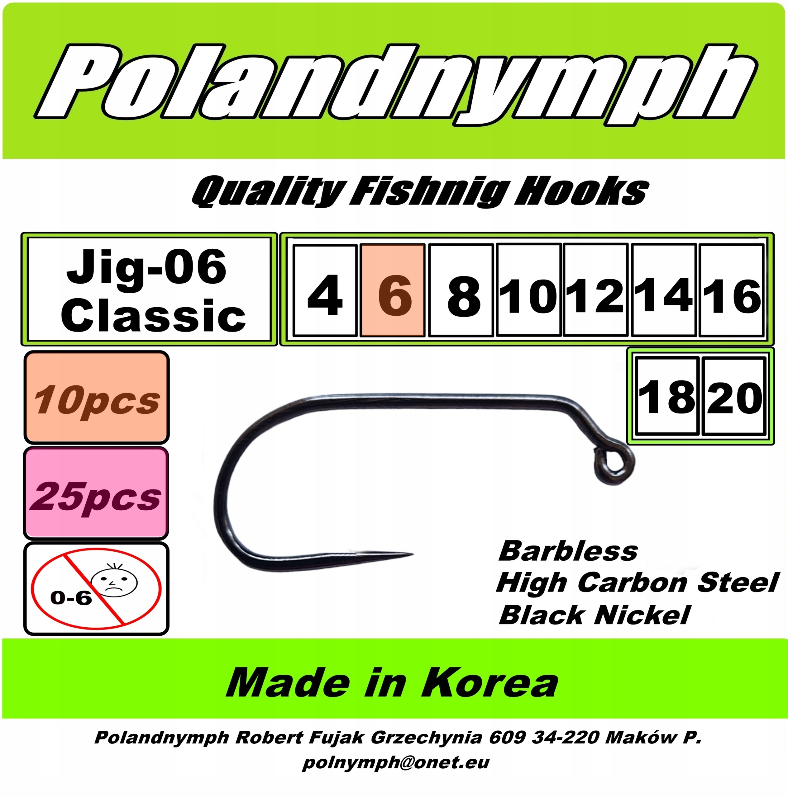 Haczyki Jig Trout Classic Bezzadziorowy 6# 10 sztuk