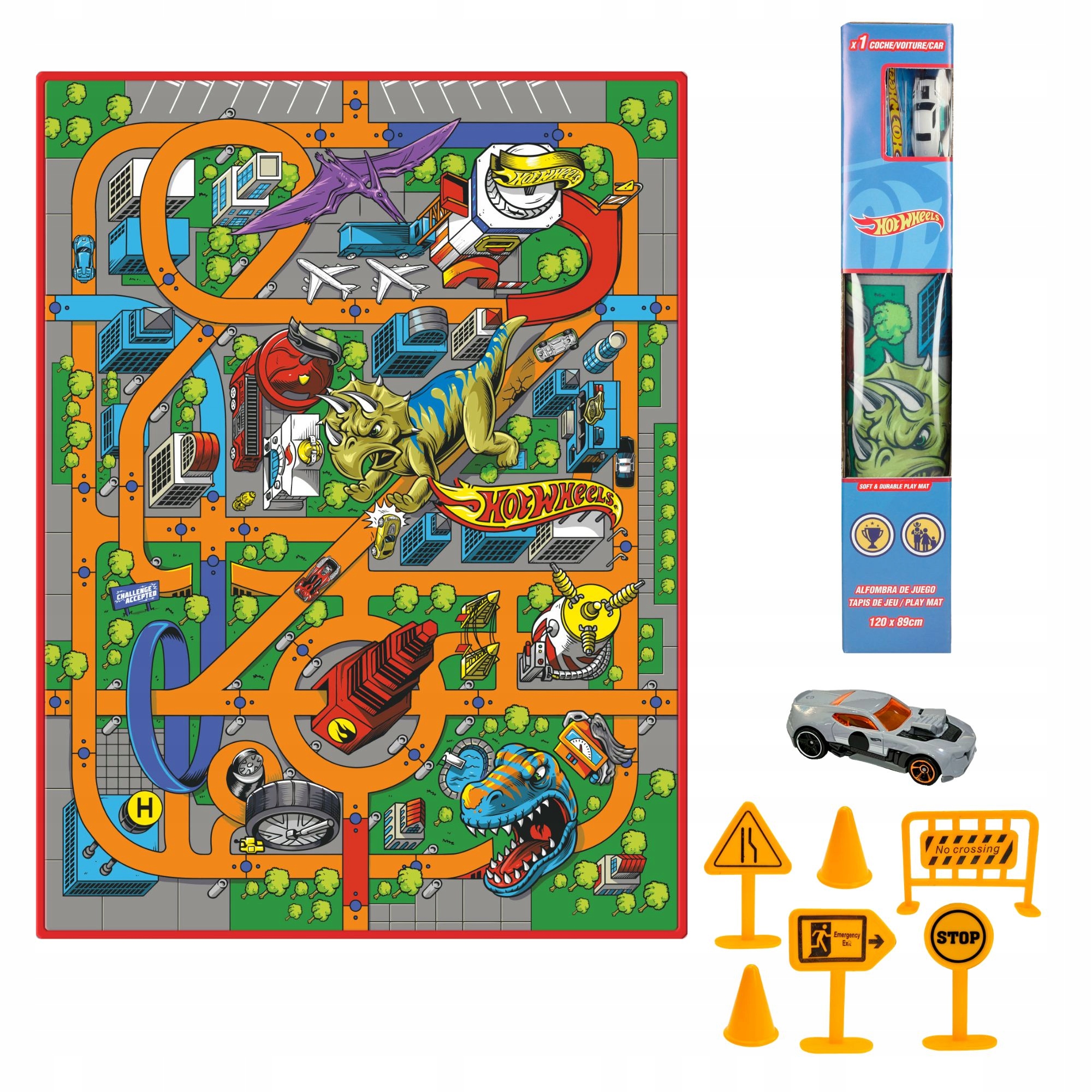 Mata do zabawy dla dzieci Hot Wheels duży tor wyścigowy samochodzik