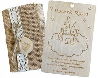 Drewniana Kartka na Roczek Urodziny z Imieniem