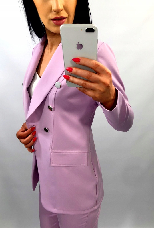 Damski Garnitur Garnitury Damskie Komplet Marynarka Spodnie Liliowy 2XL Linia plus size (duże rozmiary)