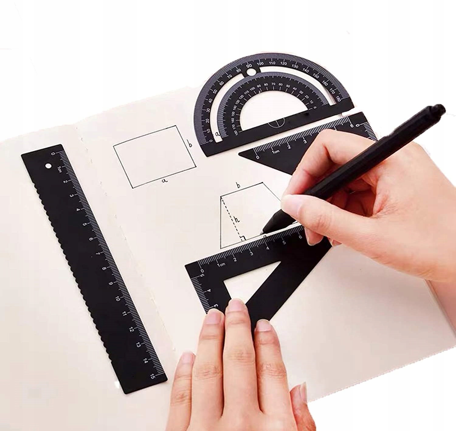 Linijka Metalowa Zestaw Linijki Kątomierz Ekierka Marka bez marki