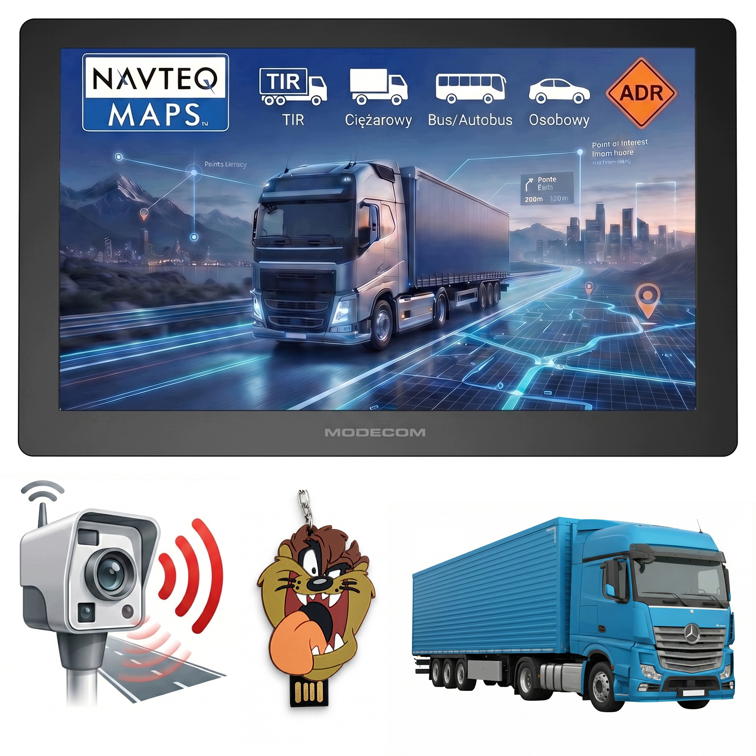 Navigace 5 palců pro nákladní automobily Modecom CX 5.0 Truck Kamion Bus Fotoradary 2026