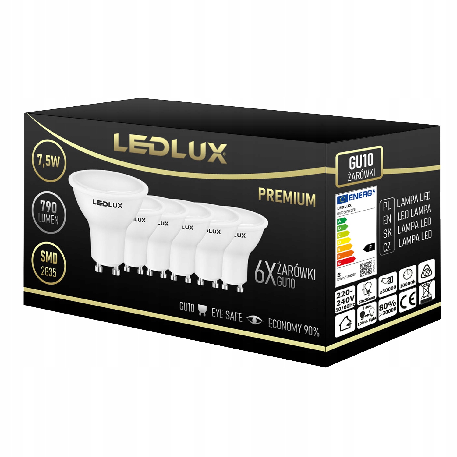 

Zestaw 6x Żarówka Led GU10 7,5W 70W 790lm Smd