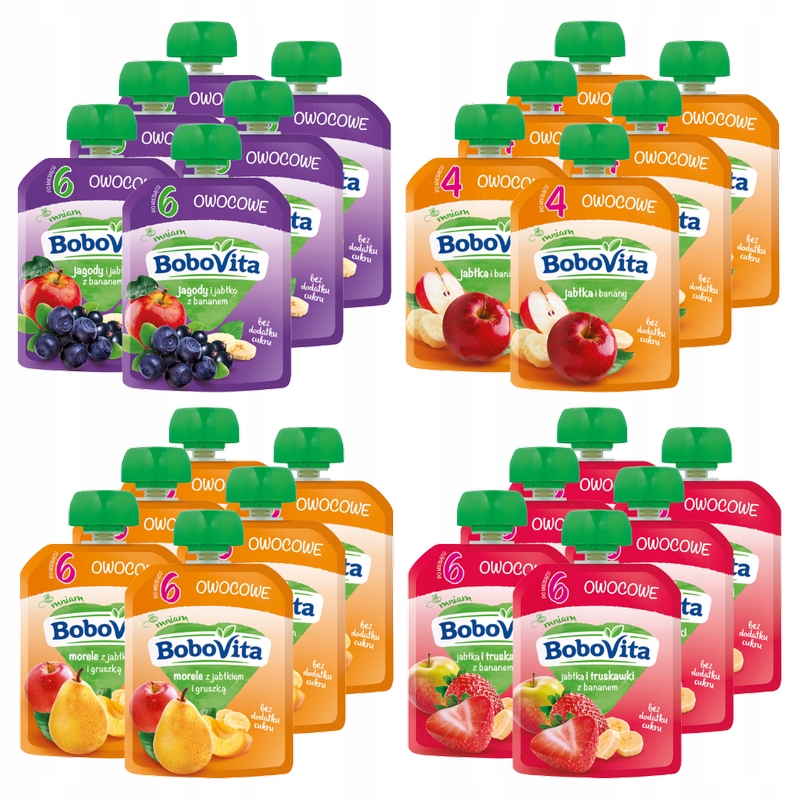 BoboVita Zestaw Mix-2 Musów owoc po 6 msc 24x80g