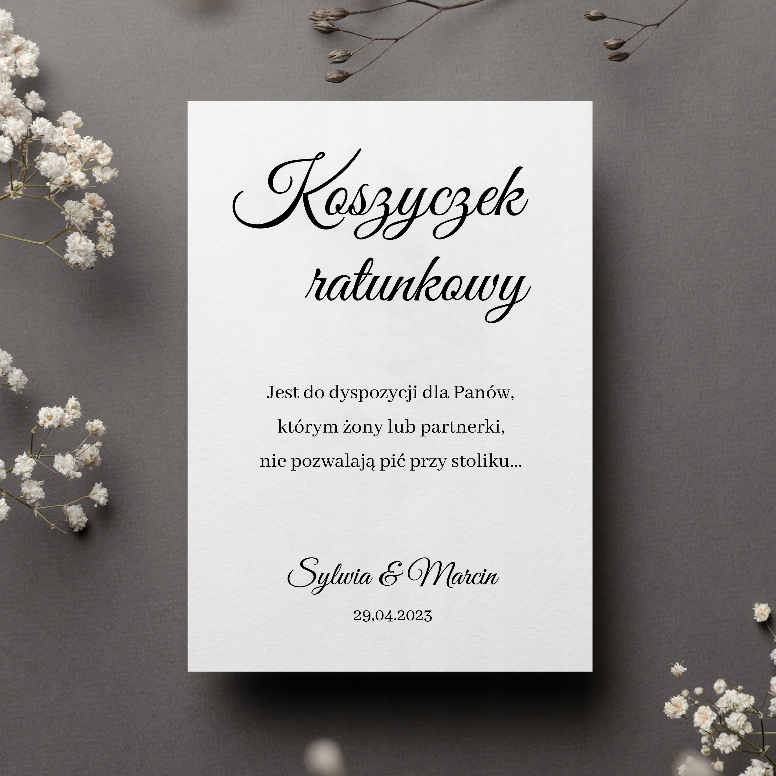 PLAKAT KOSZYCZEK RATUNKOWY DLA PANÓW A4 WESELE EAN (GTIN) 4041355828273