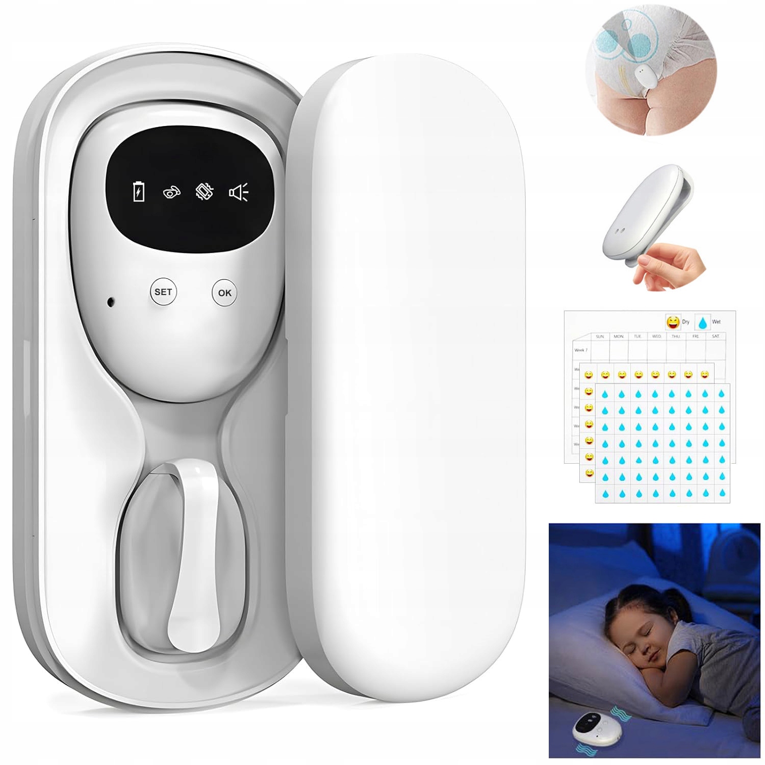 Alarm Probuzení Bezdrátový Senzor Vlhkosti V Namáčecím Lůžku 3 Režimy