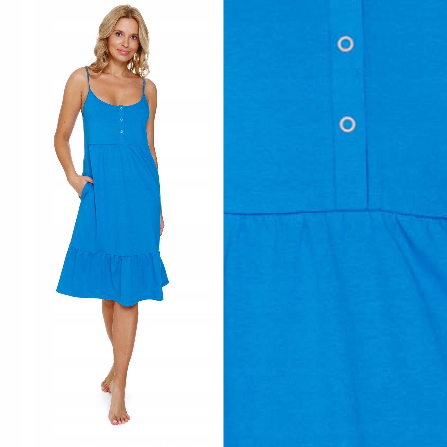 Košile noční Doctornap Tcb 7244 ocean blue s ramínky, bavlněná, velikost M