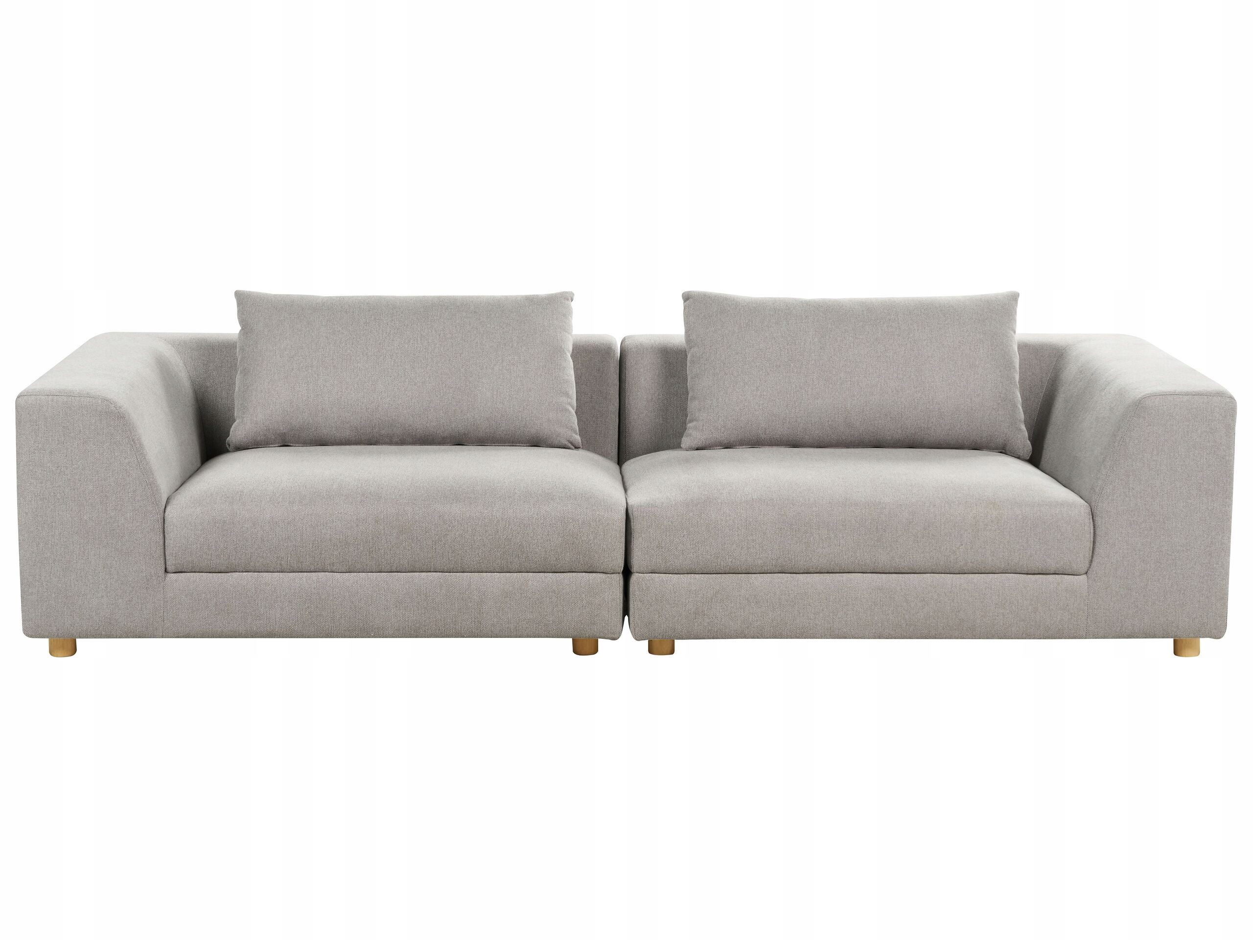 Sofa trzyosobowa z poduszkami jasnoszara