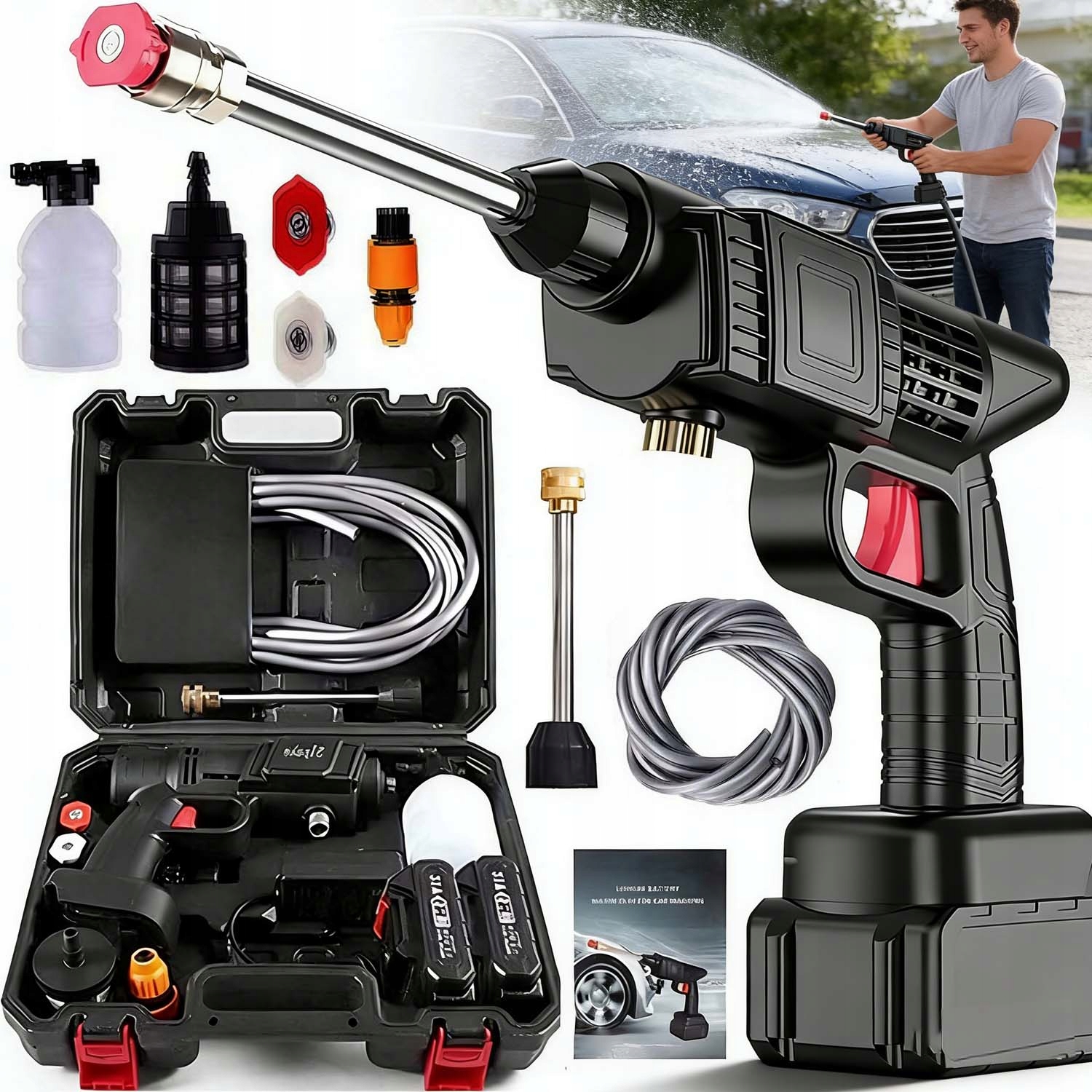 Myjka Ciśnieniowa Akumulatorowa Do Okien Ogrodu 88VF 2X Akumulator Zestaw