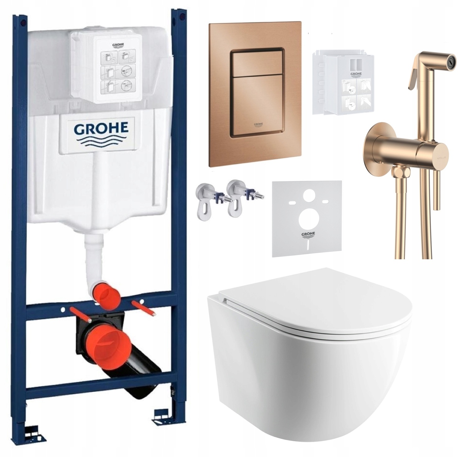 Wc rošt Grohe Rapid s Wc misou Cspmwbm a tlačidlom medená batéria