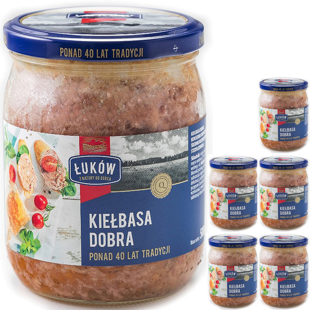 Levně Łuków Klobása Dobrá konzerva Łuków hotové jídlo 6 x 500 g