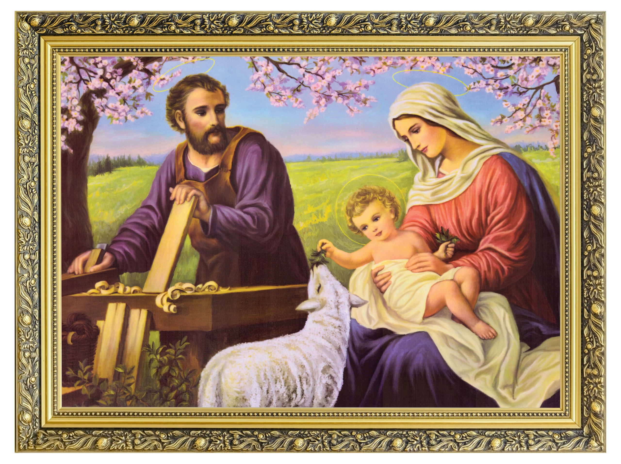 Svätá Rodina Jablone Obraz Na Plátne Zlatý Rám Zdobený 60x80