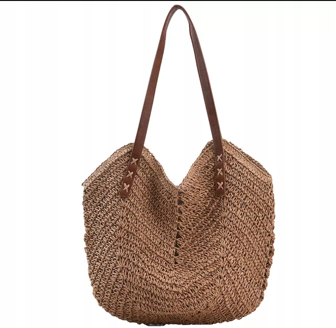 Duża Zapinana Torebka na RAMIĘ PLECIONA KOSZYK +APASZKA Kolekcja SUMMER 2023