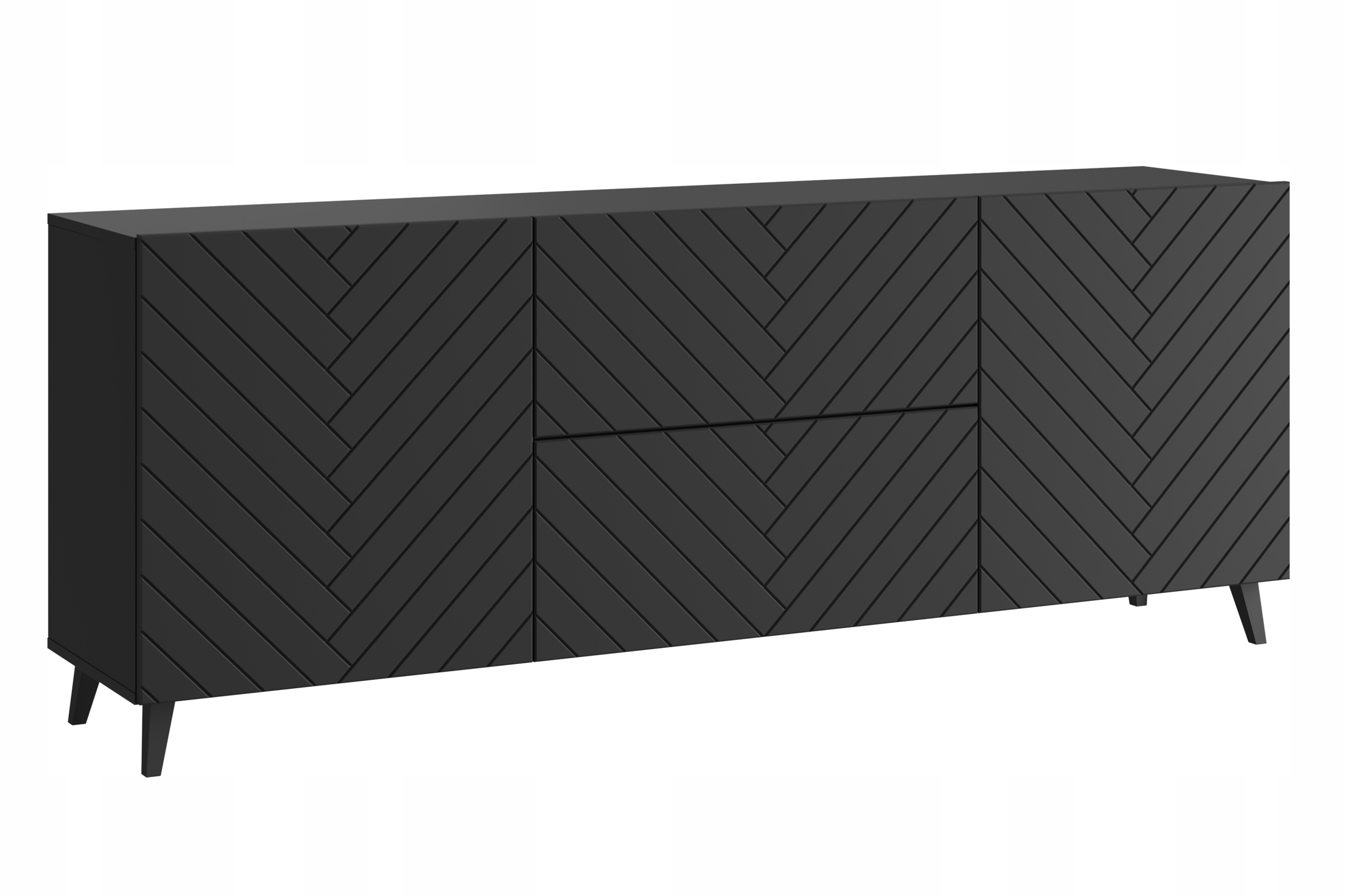 Moderní Rtv skříňka 180 cm, černá Mdf, 2 zásuvky a 2 skříňky