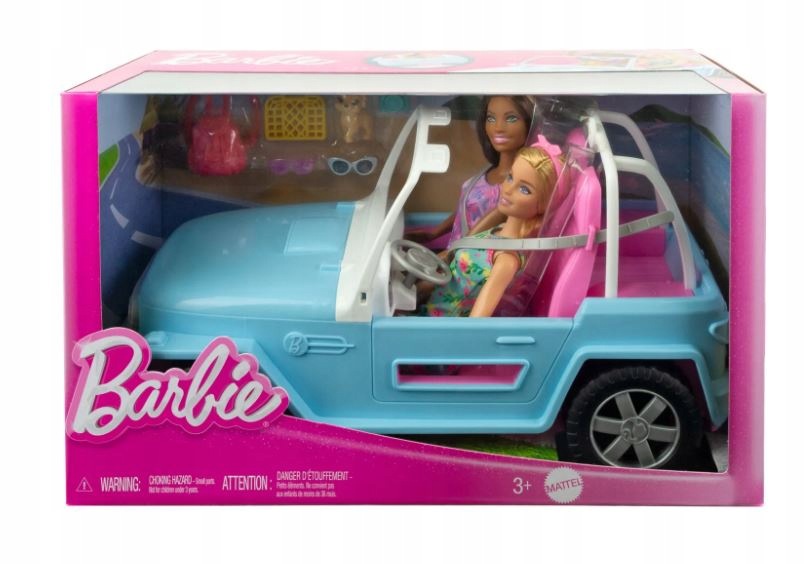Auto Terenowe Jeep Barbie Zestaw Z 2 Lalkami, Psem I Akcesoriami