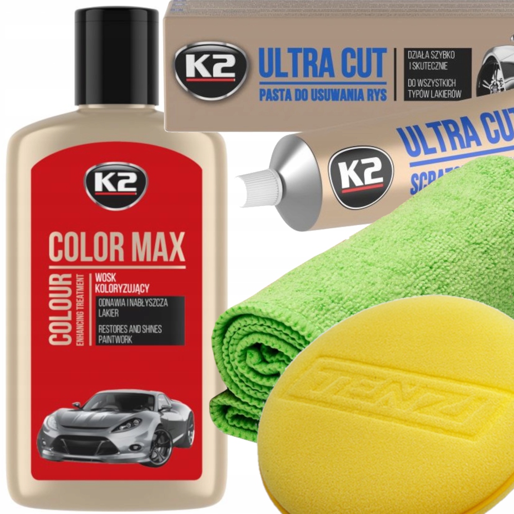 Zestaw Pasta Wosk Koloryzujący Czerwony Do Usuwania Rys Na Rysy Do Auta