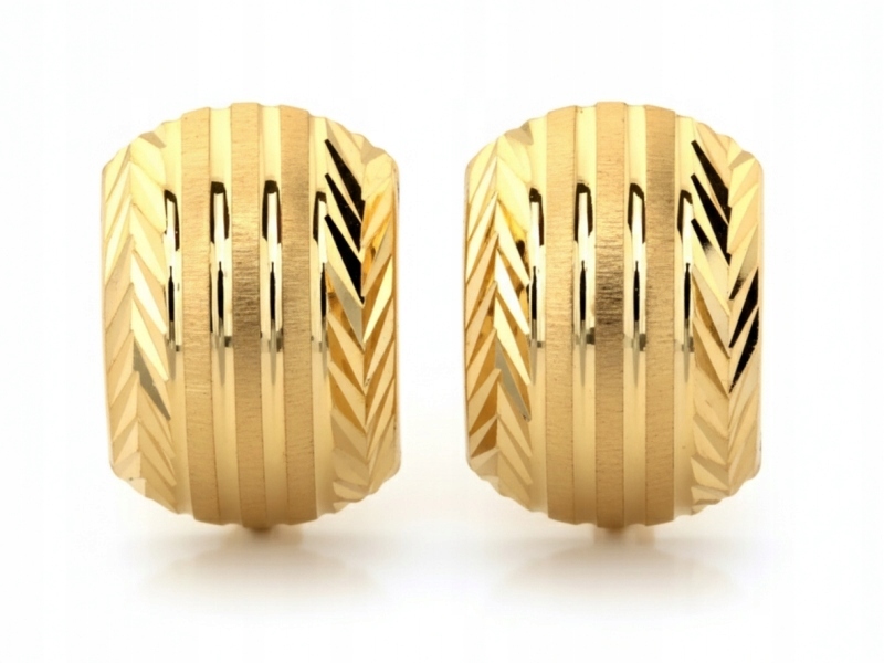 Náušnice Zlaté 585 frézované, saténové, pohodlné pro den žen